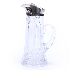 Tankard, American Brilliant Cut Glass, Hobstar Chain With Channel And Miter Highlights