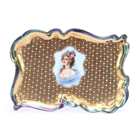 Dresser Tray Marked Prov Saxe, Heavy Gold Ground