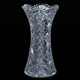 Vase, American Brilliant Cut Glass, Signed Hawkes (1 of 3)