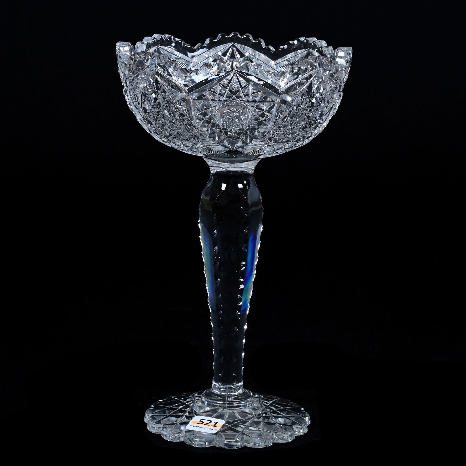 Compote, American Brilliant Cut Glass, Four Sections Of Hobstar And Cane Motif (1 of 3)