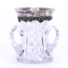 Loving Cup, Three Handles, American Brilliant Cut Glass, Star And Fan Motif