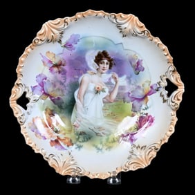 Cake Plate Marked R.S. Prussia, Fleur De Lys Mold, Fall Season Portrait Decor