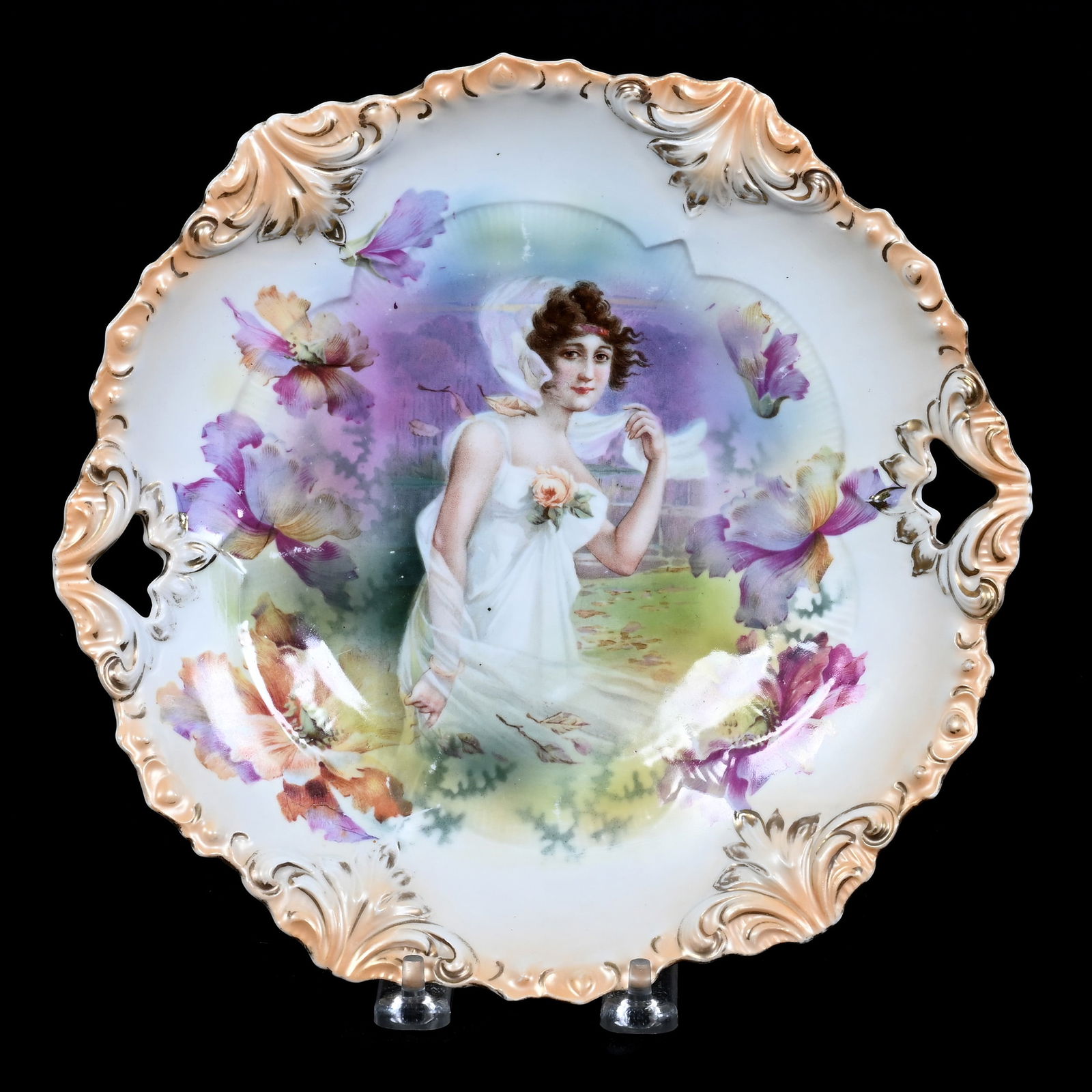 Cake Plate Marked R.S. Prussia, Fleur De Lys Mold, Fall Season Portrait Decor (1 of 2)