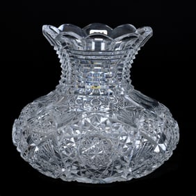 Flower Center, American Brilliant Cut Glass, Hobstar, Crosscut Diamond And Fan Motif