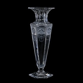 Pedestal Vase, American Brilliant Cut Glass, Signed Sinclaire Adam #2 Pattern