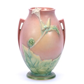 Vase, Two Handles, Marked Roseville #818-8" Art Pottery