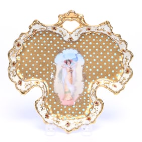 Tray, Club Shape, Marked Prov Saxe