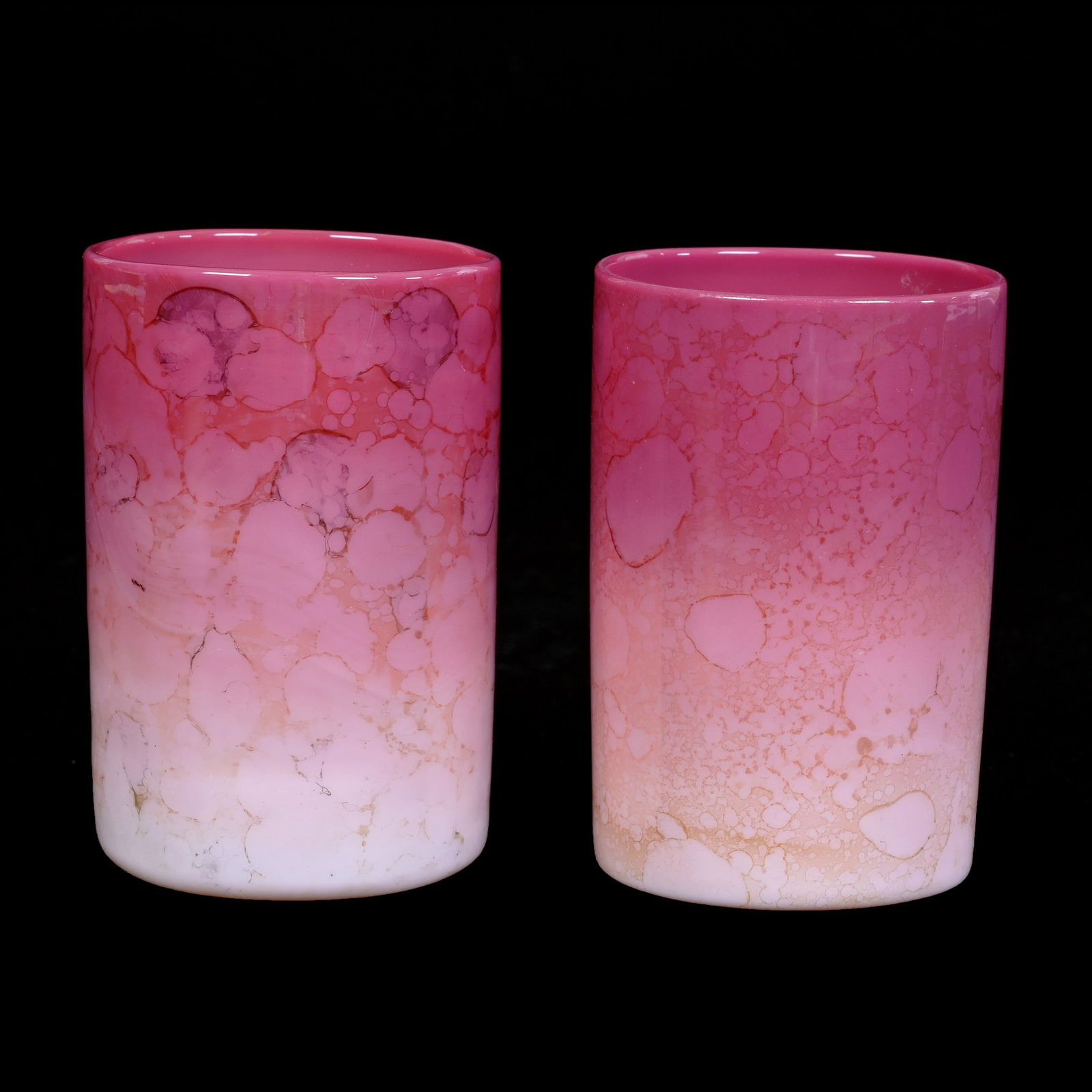 Pair Tumblers, Pink Agata Art Glass By New England (1 of 3)