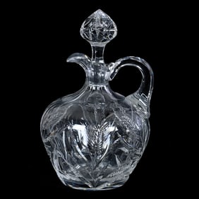 Whiskey Jug, American Brilliant Cut Glass, Signed Sinclaire