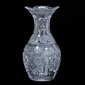Bowling Pin Vase, American Brilliant Cut Glass, Electra Pattern By Straus (1 of 6)