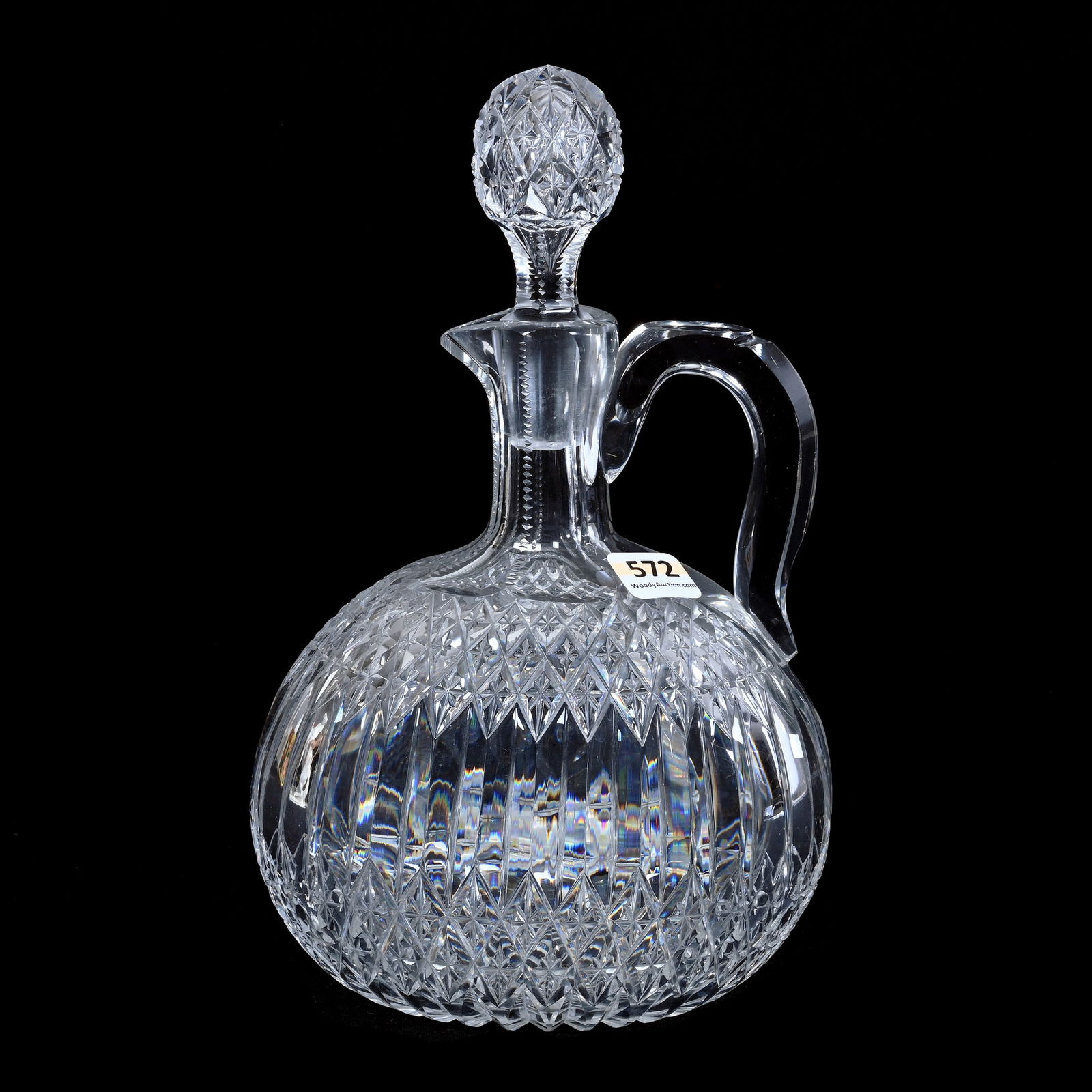 Ovoid Decanter, American Brilliant Cut Glass, Star Diamond And Miter Pillar Pattern (1 of 4)