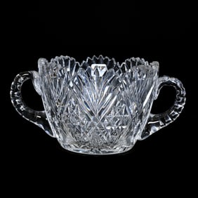 Ice Tub, Two Handles, American Brilliant Cut Glass, Pattern Resembles Middlesex By Hawkes