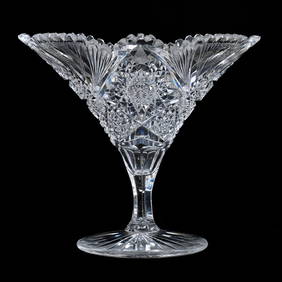 Tazza, American Brilliant Cut Glass, Hobstar, Vesica, Nailhead Diamond And Fan Motif (1 of 3)