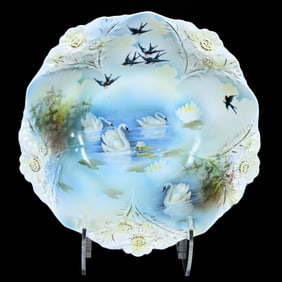Bowl Marked R.S. Prussia, Swan And Bluebird Decor