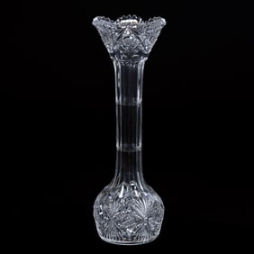 Vase, American Brilliant Cut Glass, Signed With Unidentified "Mahler" Signature
