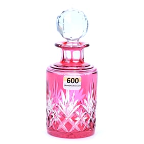 Cologne Bottle, Brilliant Period Cut Glas, Cranberry Cut To Clear