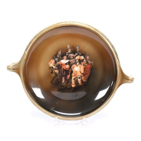 Bowl, Two Handles, Marked R.S. Suhl, Night Watchman Scenic Decor