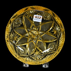Dish, Solid Gold Color, American Brilliant Cut Glass