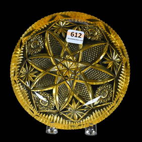 Dish, Solid Gold Color, American Brilliant Cut Glass (1 of 3)