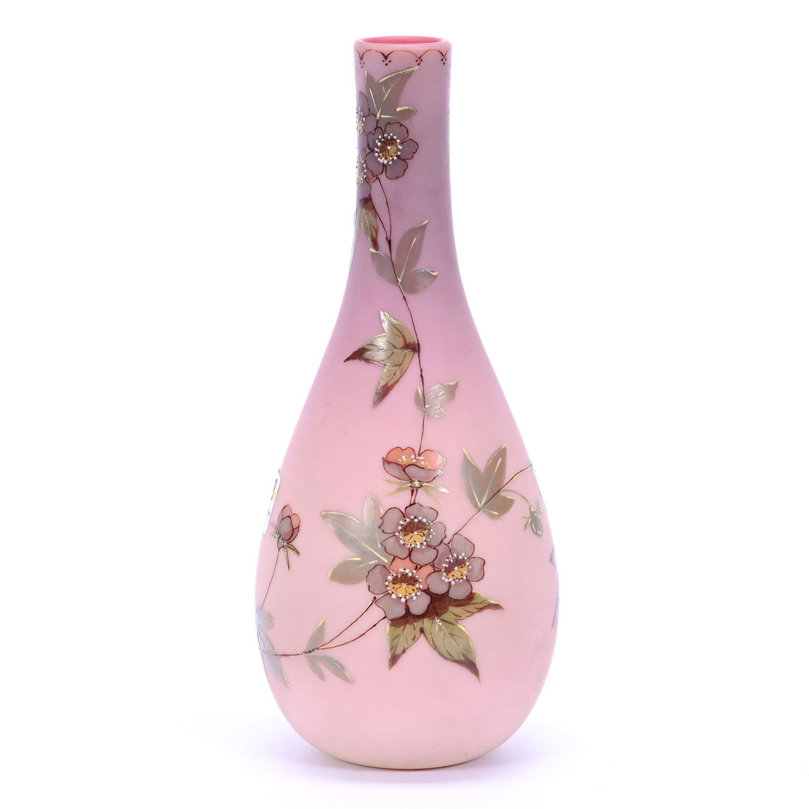 Vase, Unmarked Thomas Webb Decorated Burmese Art Glass (1 of 3)