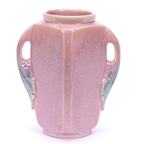 Vase, Two Handles, Four Sided, Unmarked Roseville Art Pottery