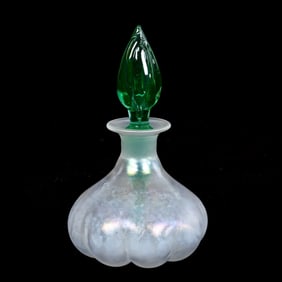 Perfume Bottle, Unmarked Steuben Verre De Soie Art Glass Bottle