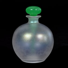Perfume Bottle, Unmarked Steuben Verre De Soie Art Glass Bottle