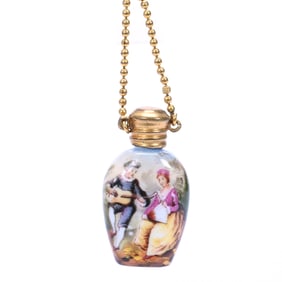 Miniature Scent Bottle, Beautiful French Enamel