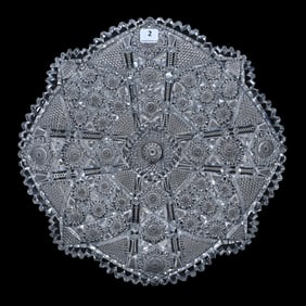 Round Tray, American Brilliant Cut Glass, Leonardo Pattern As Identified By Pearson