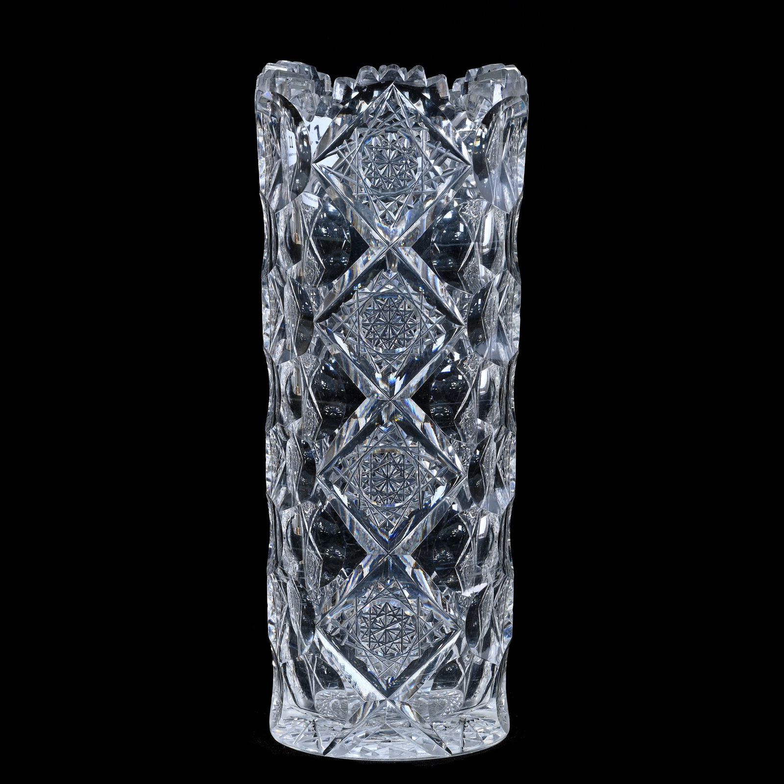 Cylinder Vase, American Brilliant Cut Glass, Queens Pattern By Hawkes (1 of 3)