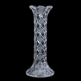 Vase, American Brilliant Cut Glass, Signed Hawkes Queens Pattern