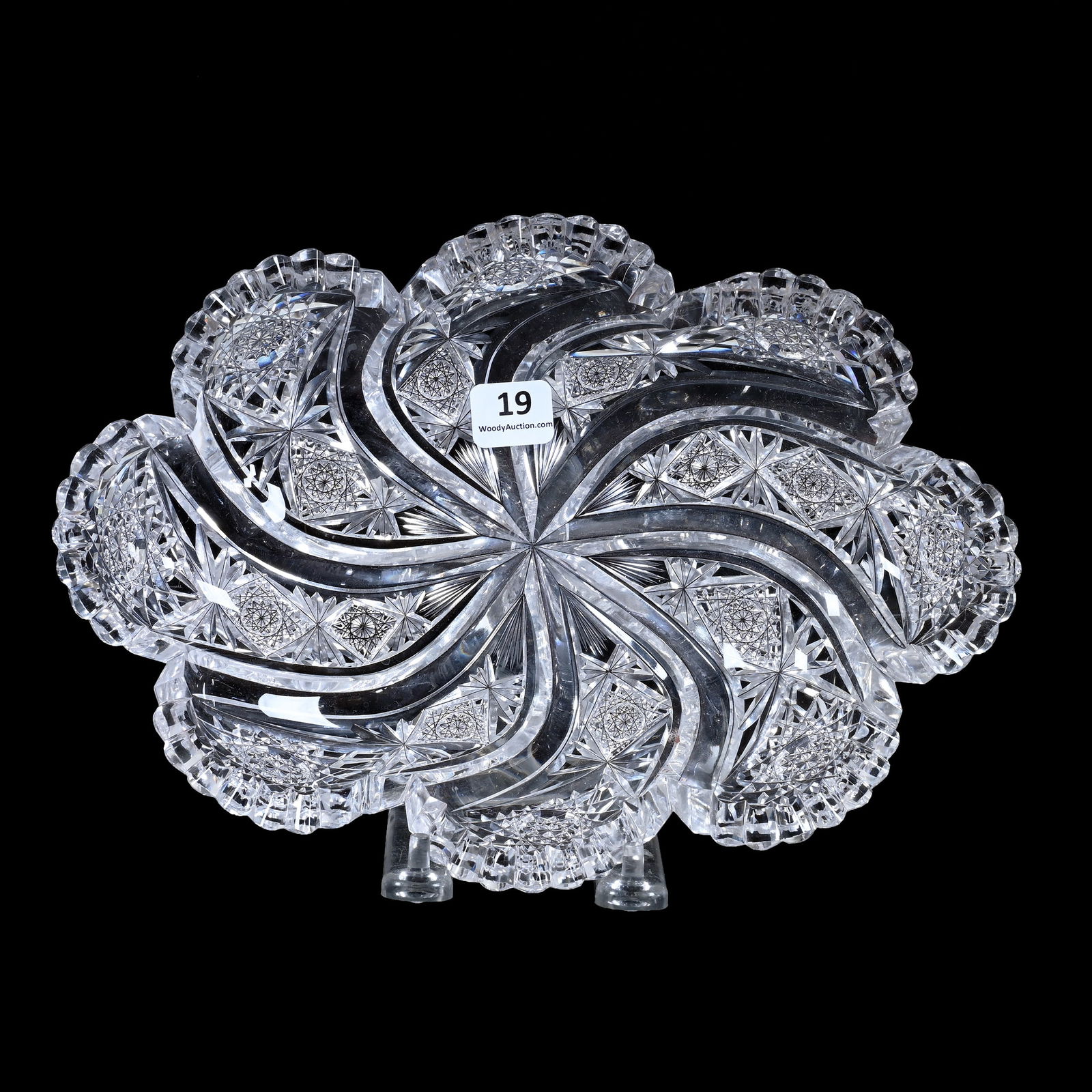 Oval Bowl, Blown Mold, American Brilliant Cut Glass, Signed Hawkes Kohinoor Pattern (1 of 2)