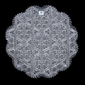 Round Tray, American Brilliant Cut Glass, Signed Egginton Arabian #2 Pattern
