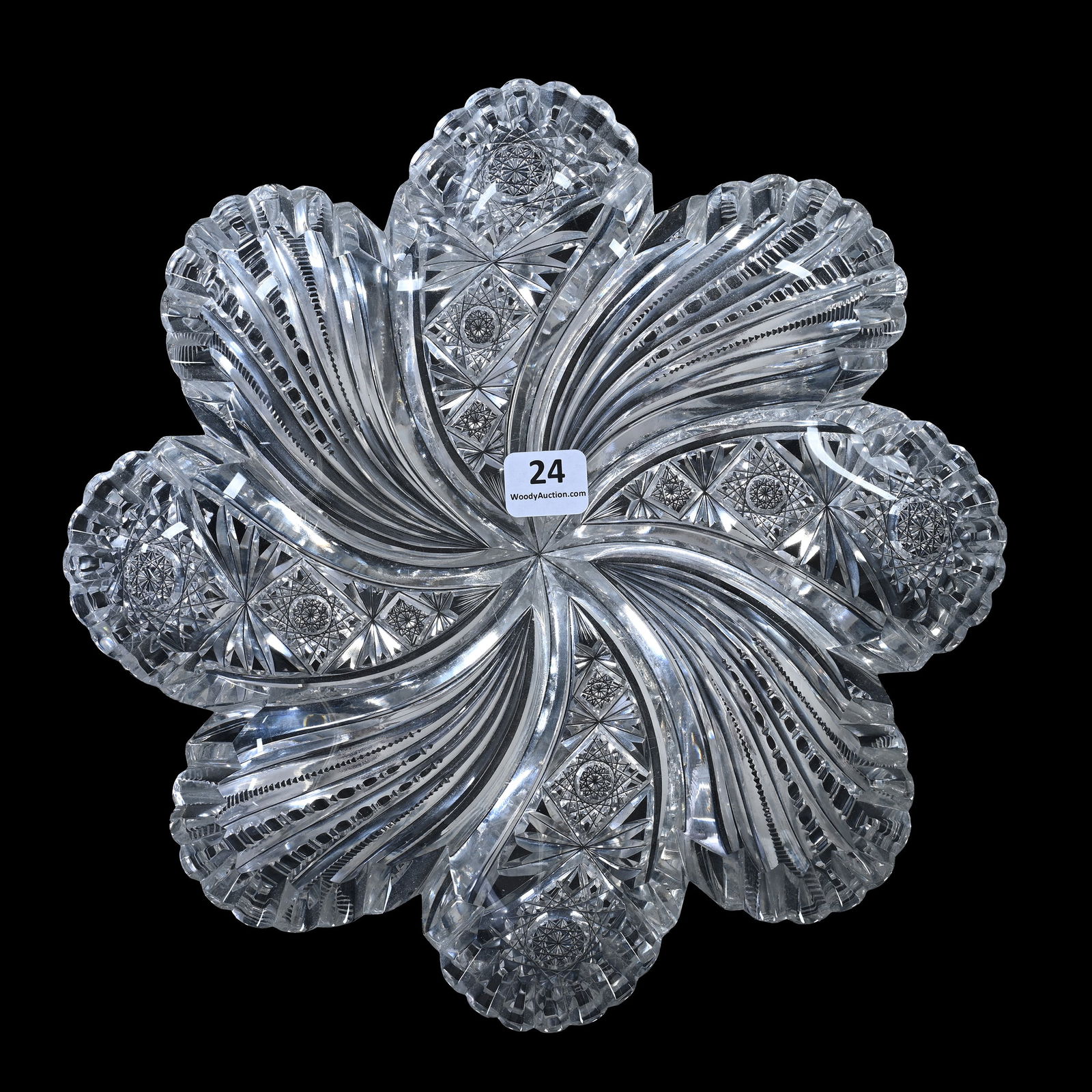 Tray, Blown Mold, American Brilliant Cut Glass, Signed Hawkes Kohinoor & Prism Design (1 of 2)