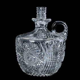 Rum Jug, American Brilliant Cut Glass, Diadem Pattern By Meriden
