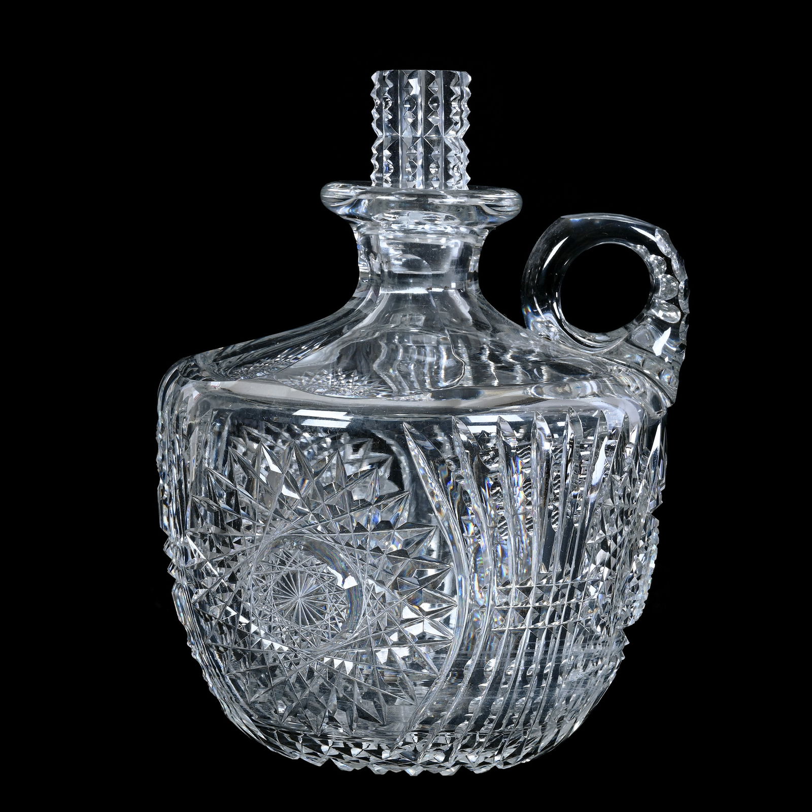 Rum Jug, American Brilliant Cut Glass, Diadem Pattern By Meriden (1 of 3)
