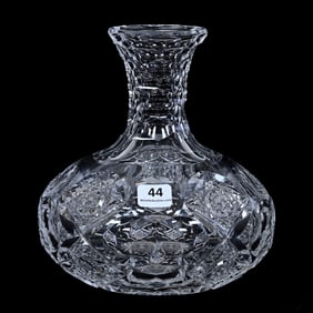 Water Carafe, American Brilliant Cut Glass, Signed Hawkes Queens Pattern
