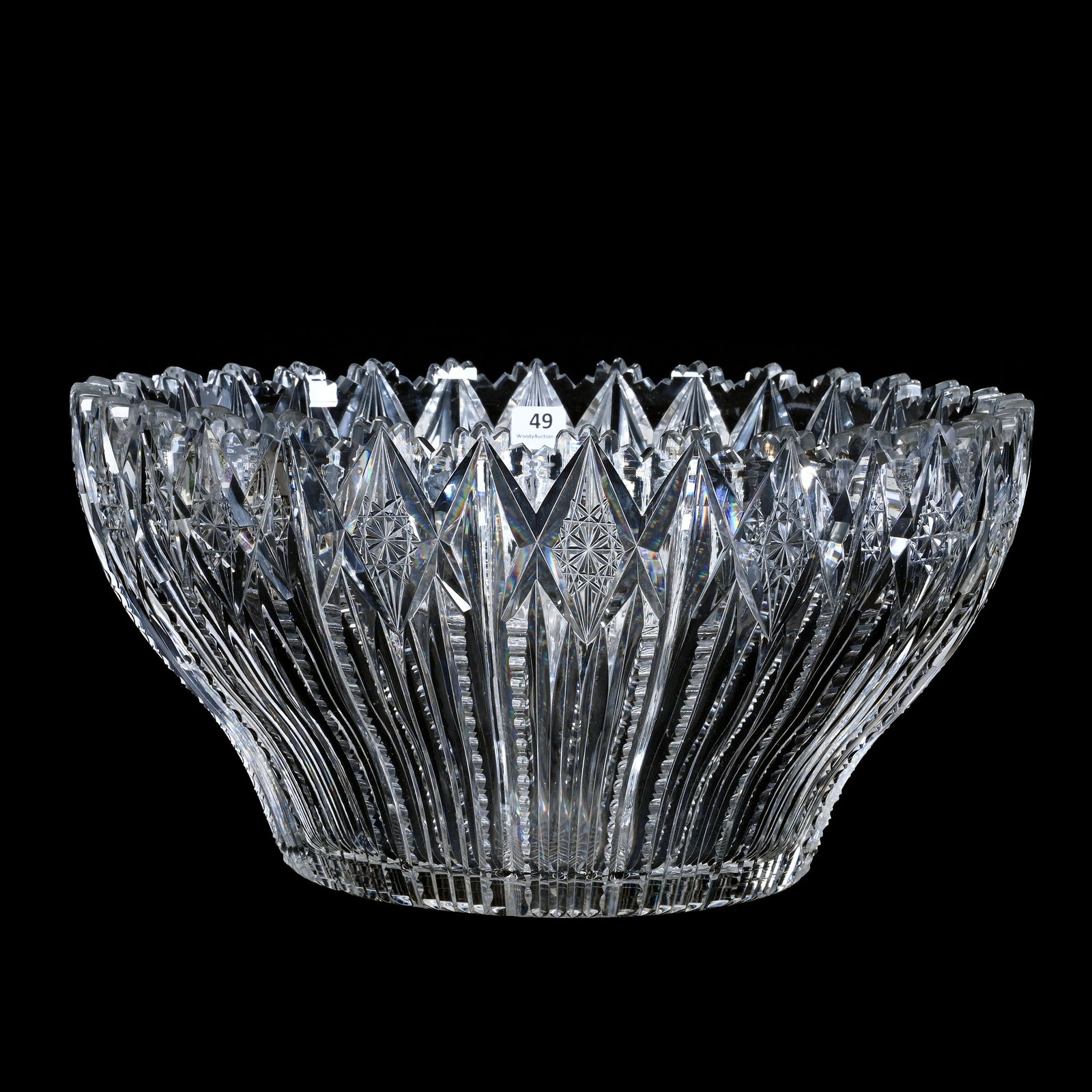 Punch Bowl, One Piece, American Brilliant Cut Glass, Palmetto Pattern By Clark (1 of 4)
