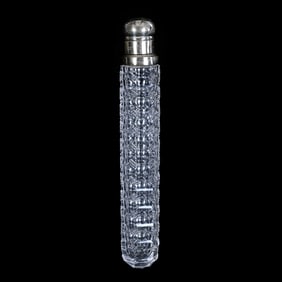 Laydown Perfume, American Brilliant Cut Glass, Bullseye And Crosshatch Pattern