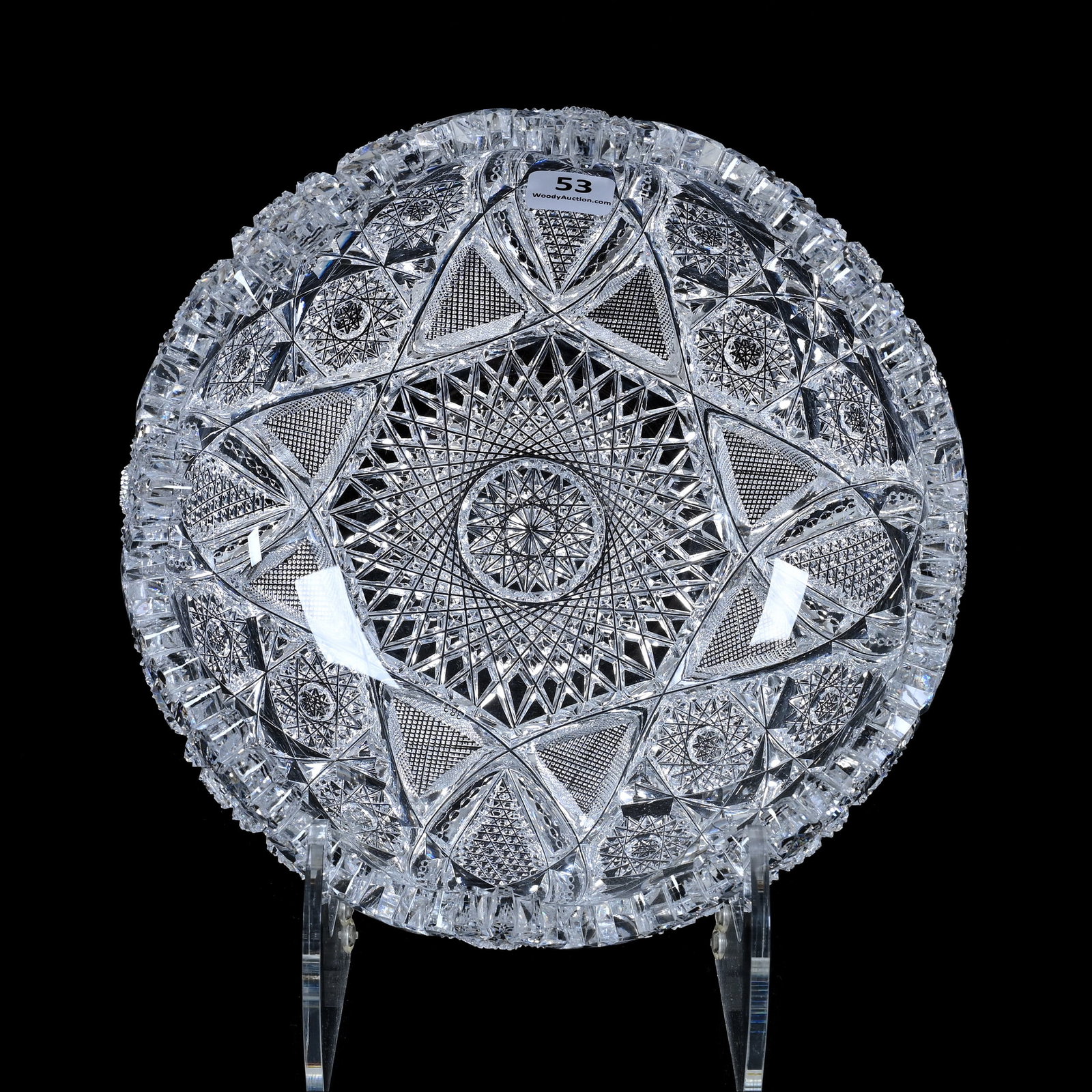 Bowl, American Brilliant Cut Glass, Columbia Pattern By Quaker City: Bowl, American Brilliant Cut Glass, Columbia Pattern By Quaker City, 4" x 8.25", Very Nice Example, Estate Of Paul Pellet, Texas.