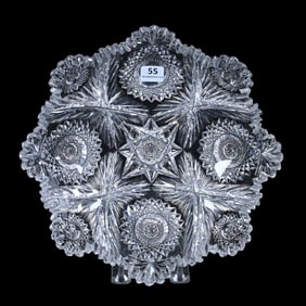 Bowl, Blown Mold, American Brilliant Cut Glass, Signed Libbey Neola Pattern