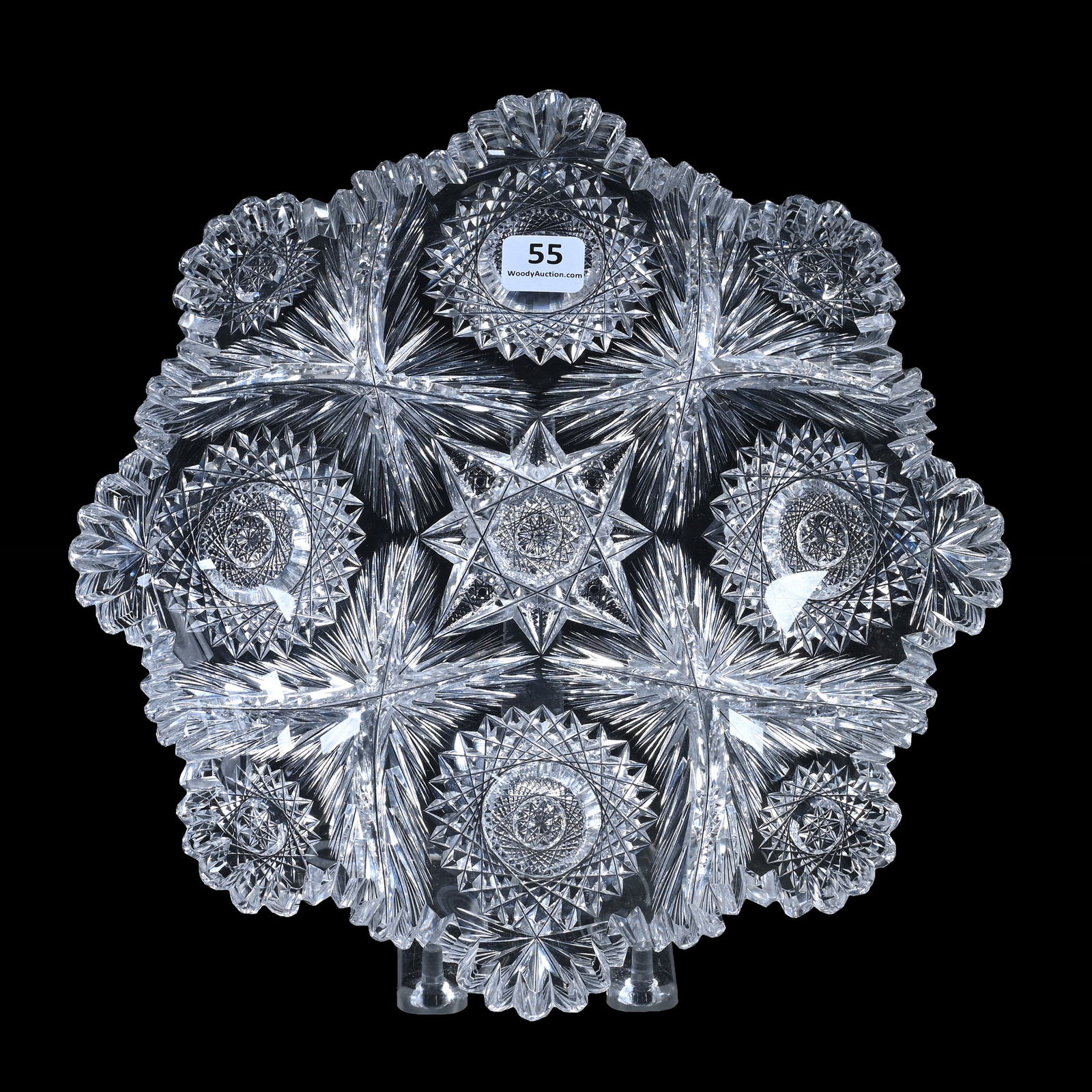 Bowl, Blown Mold, American Brilliant Cut Glass, Signed Libbey Neola Pattern (1 of 2)