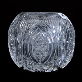 Rosebowl, American Brilliant Cut Glass, Empress Eugenie Pattern By Bergen, Also Known As Portland