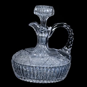 Ship's Decanter, American Brilliant Cut Glass, Pluto Pattern By J. Hoare