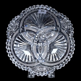 Bowl, American Brilliant Cut Glass, Nautilus Pattern By Hawkes