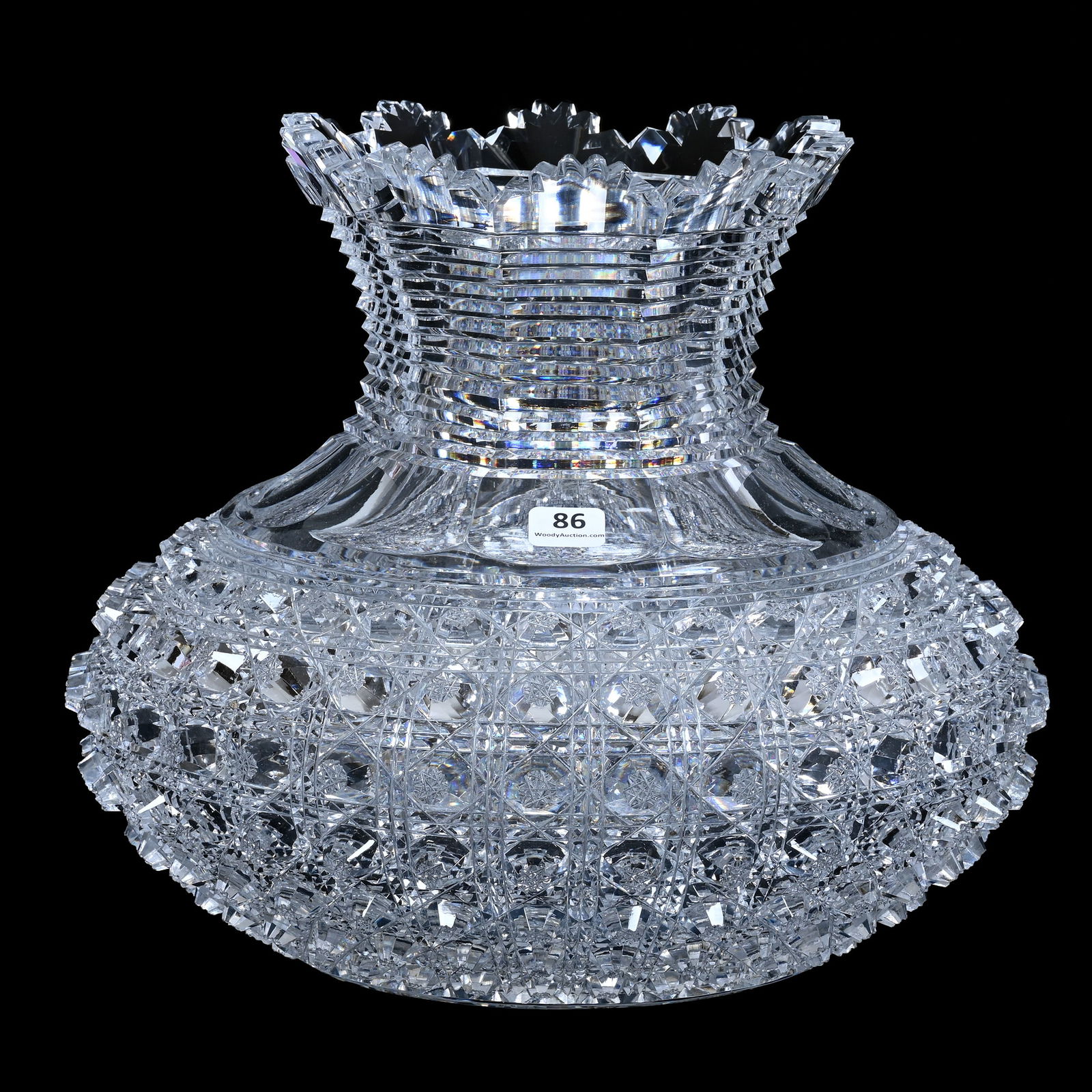 Flower Center, American Brilliant Cut Glass, Triple Miter Trellis By Egginton, Exactly As Featured (1 of 3)