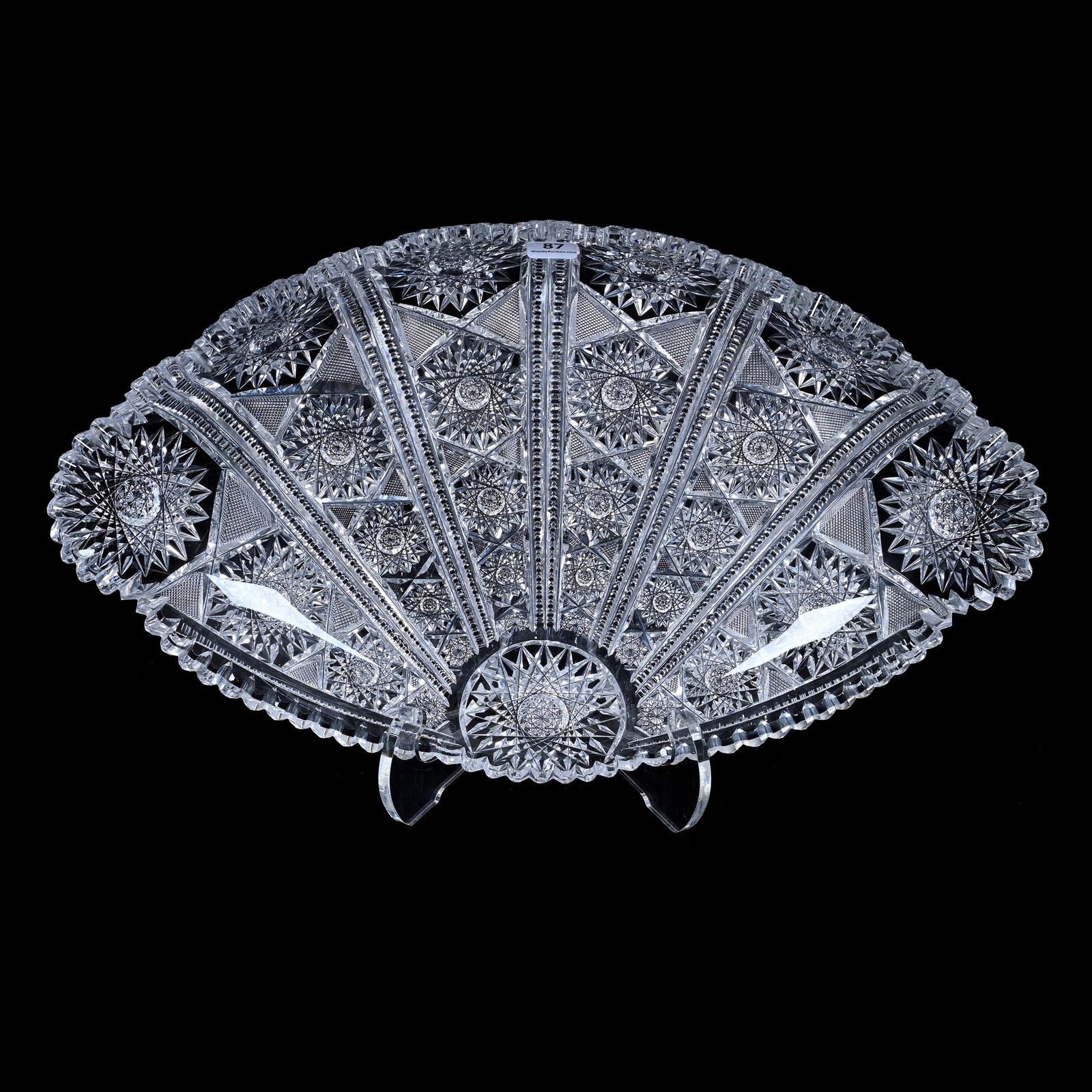 Ice Cream Tray, American Brilliant Cut Glass, Very Rare Palm Leaf Fan Pattern (1 of 2)