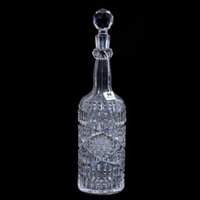 Whiskey Bottle, American Brilliant Cut Glass, Signed Libbey Ellsmere Pattern