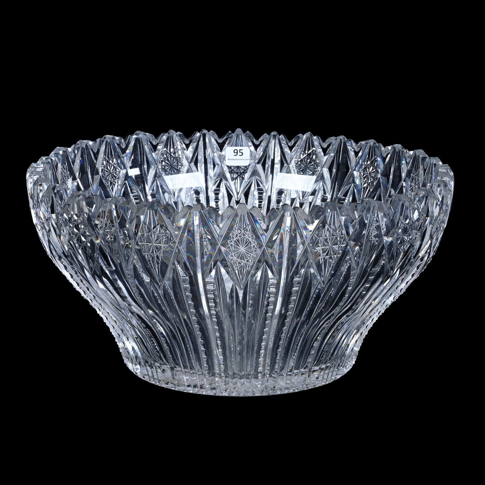 Punch Bowl, One Piece, American Brilliant Cut Glass, Palmetto Pattern By Clark (1 of 3)