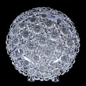 Nappy, American Brilliant Cut Glass, Signed Egginton Trellis Pattern